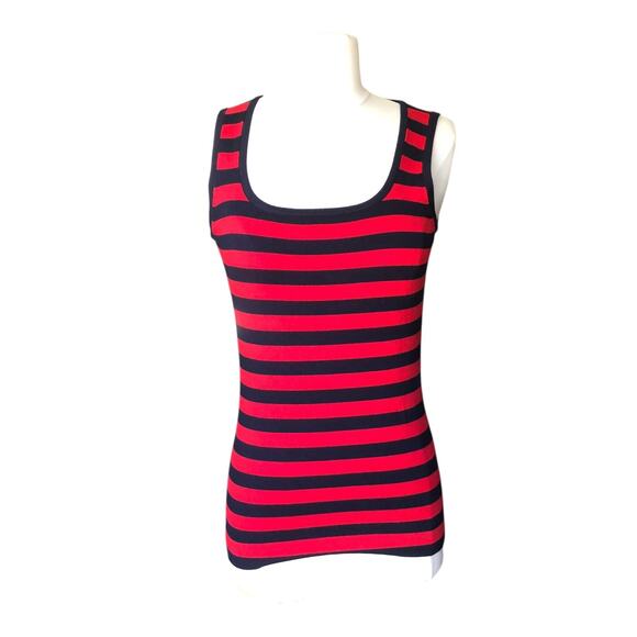Rondina New York Square Neck Tank Top Red Navy Stripe Women's Size XS NWT - Picture 1 of 9